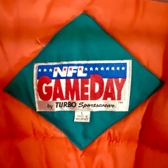 Vintage Miami Dolphins L Puffer Jacket Full Zip Old Logo NFL Game Day 80s - Picture 8 of 15